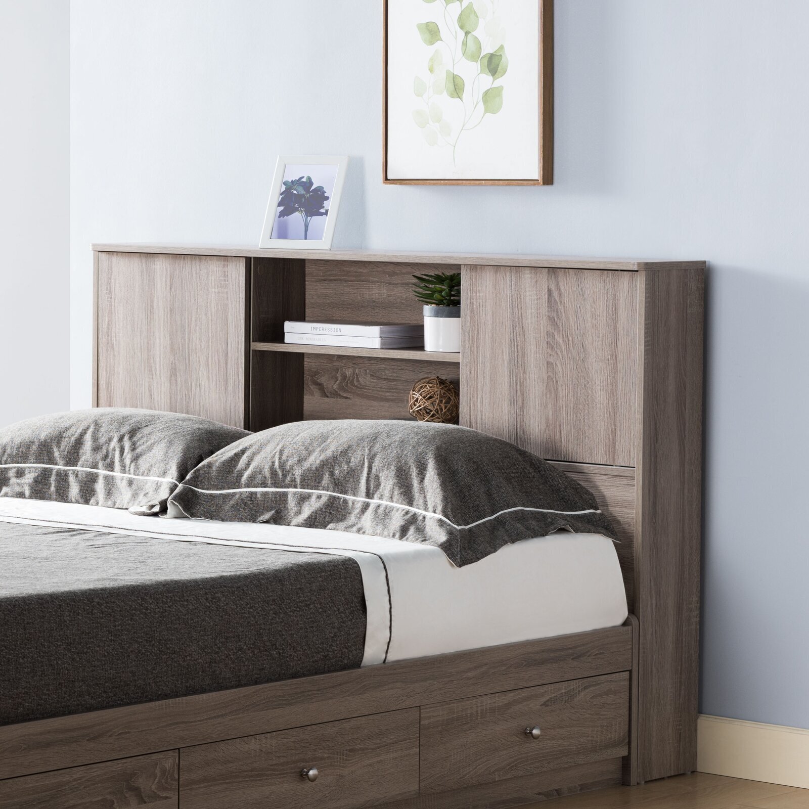 Modern sliding bookcase headboard