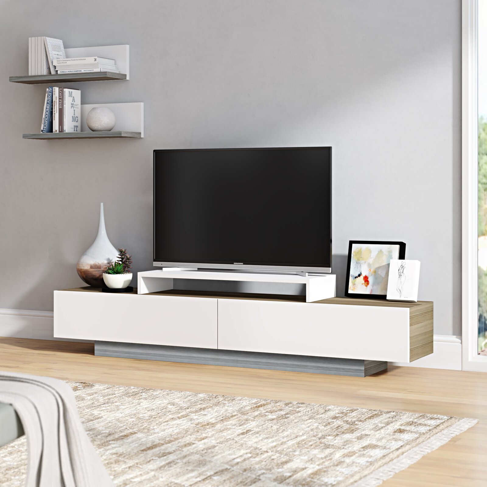 Modern, White Front TV Stand 