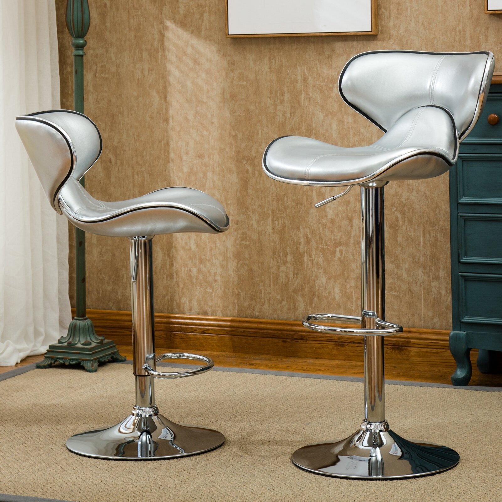 Modernistic Swivel Adjustable Low Back Bar Stools