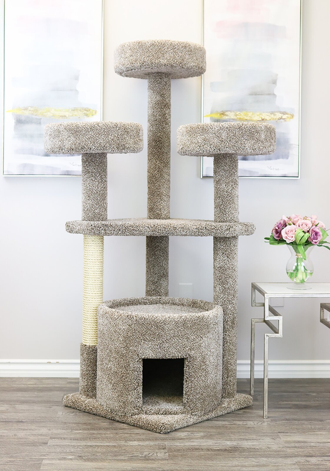 Multiple Perch Solid Wood Cat Tree for Large Cats
