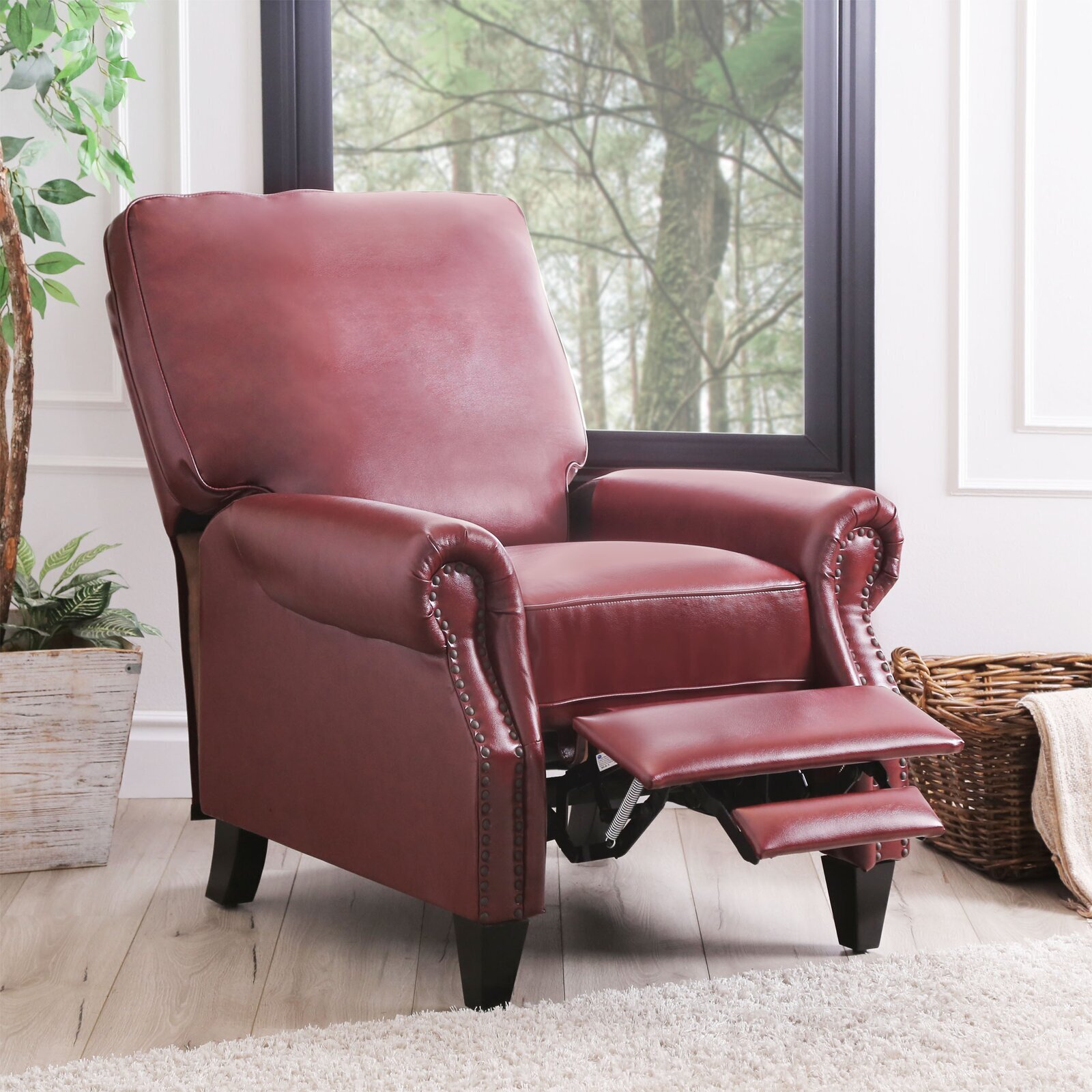 Narrow Recliner with Nailhead Detail