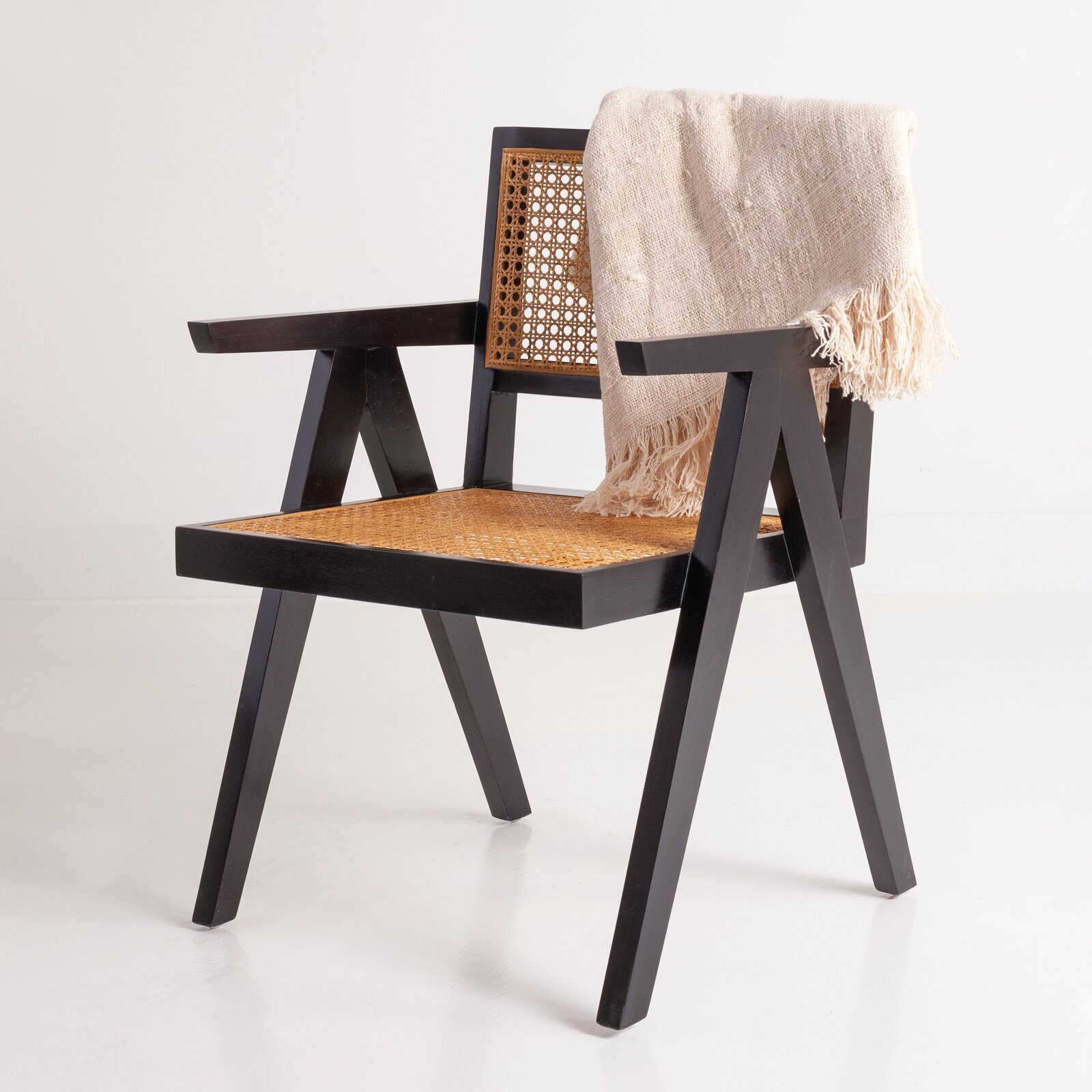 Natural Cane Seat Japandi Dining Chair