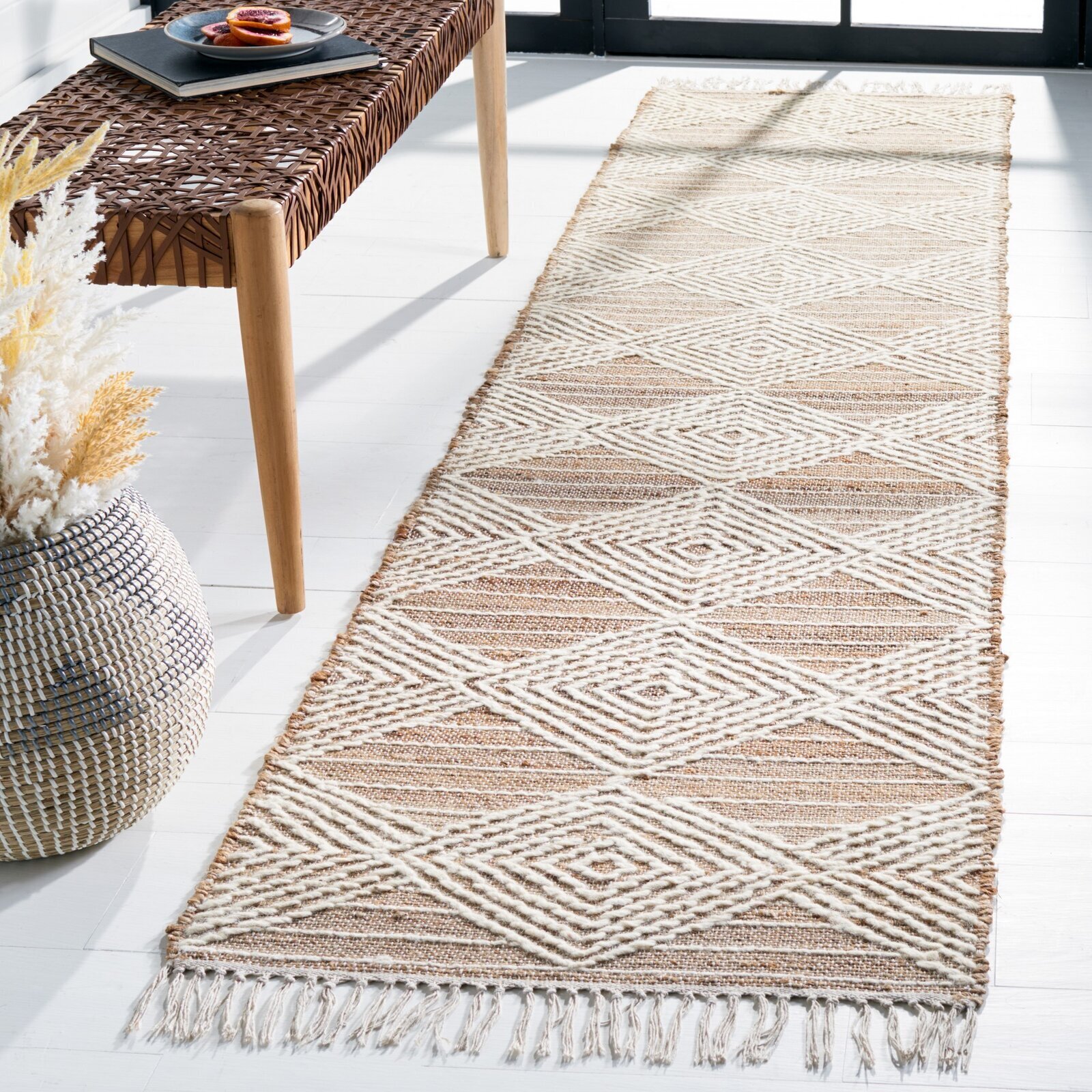 Natural Handmade Geometric Japandi Rug 
