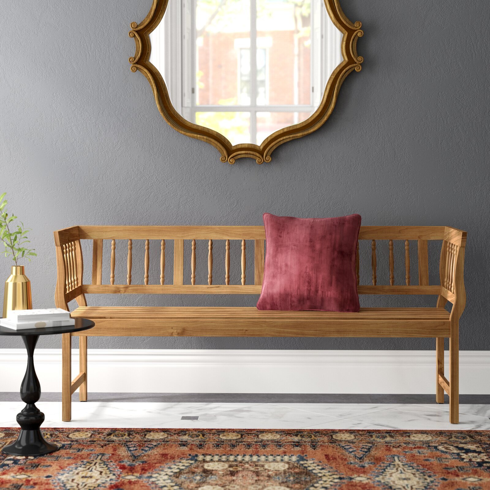 Natural Wood Kitchen Bench With Back 