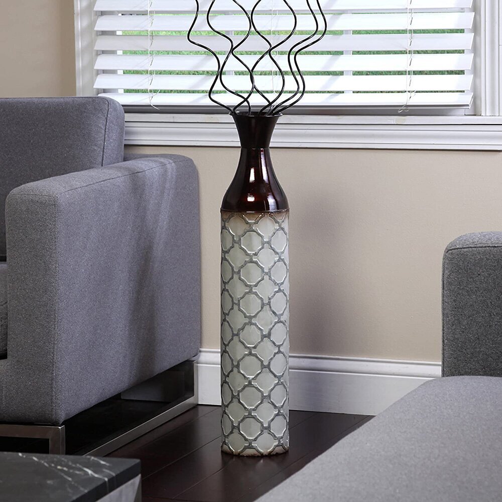 Neil Brown Beige Metal Floor Vase 