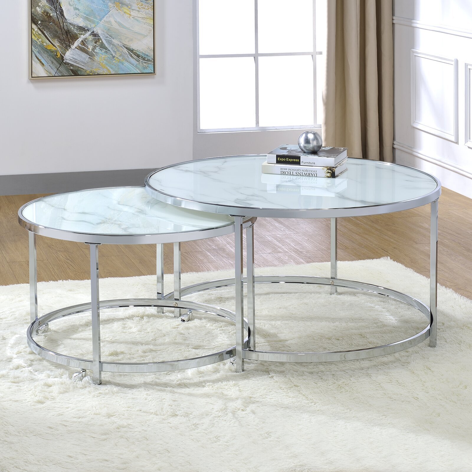 Nesting Granite Top Coffee Table Set