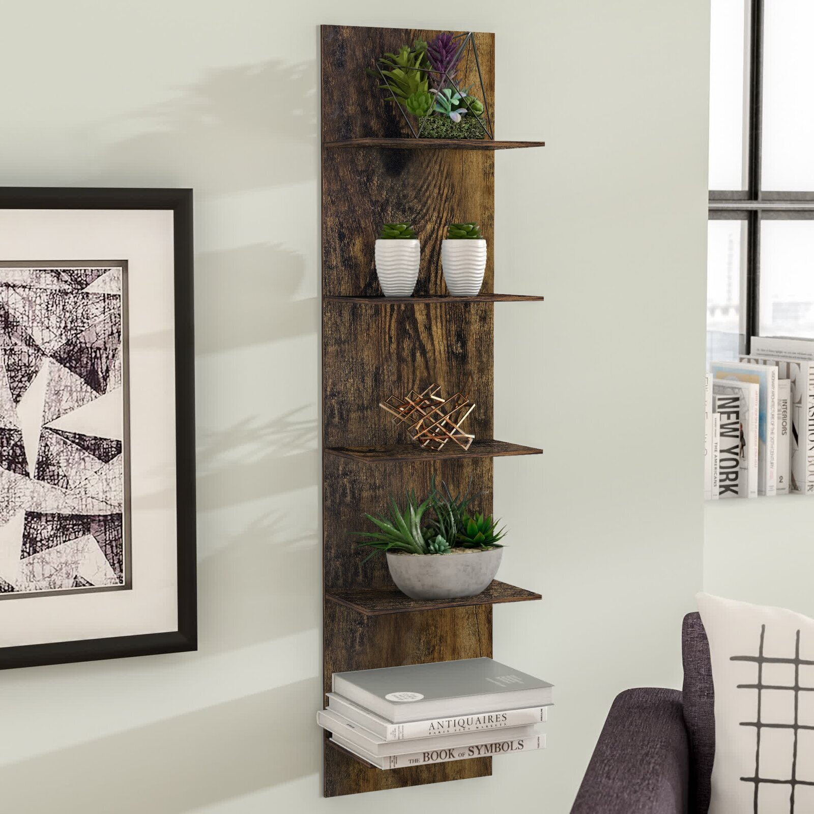 Neutral column spine wall shelf
