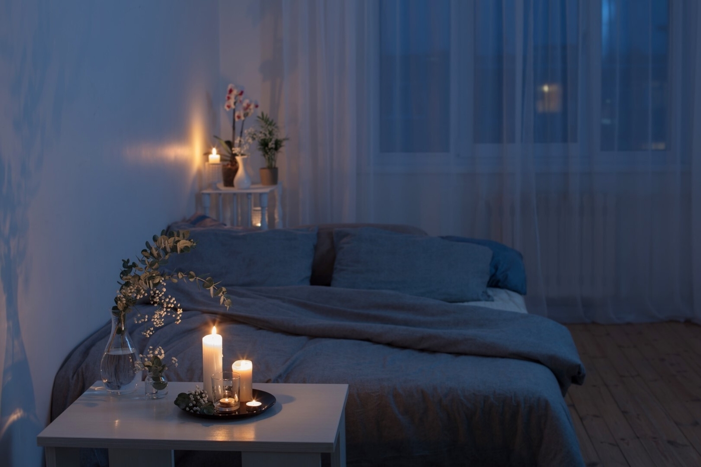 Night interior of bedroom