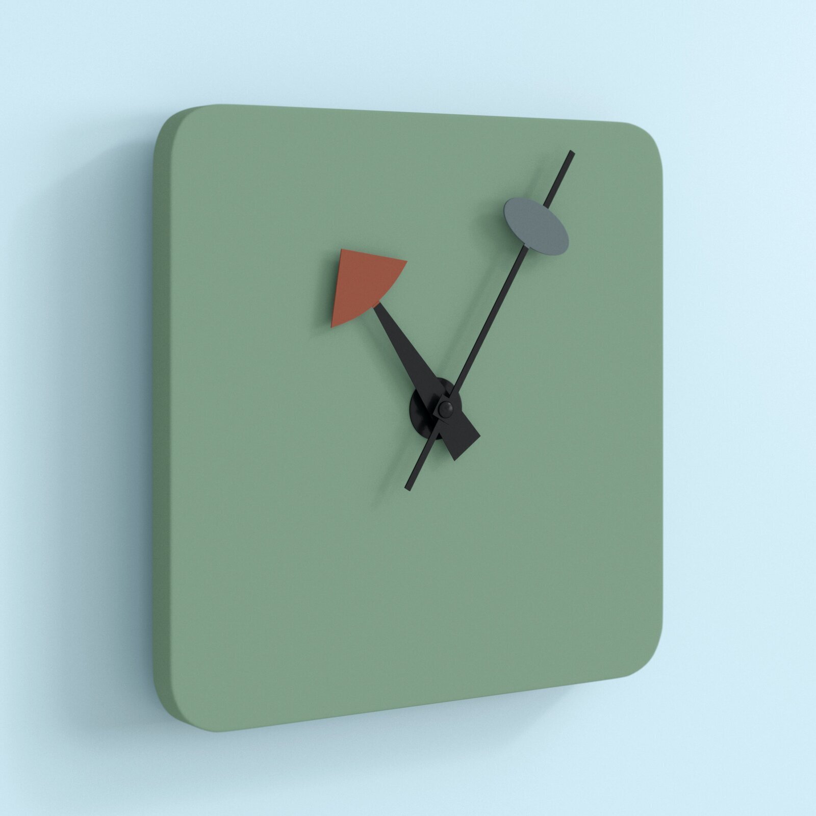 Ocean green wall clock in square shape