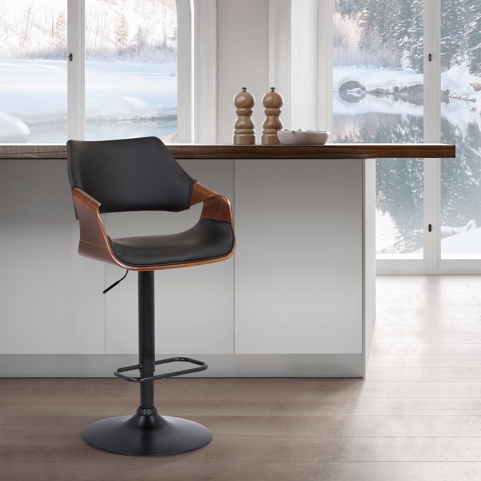 Open Back Sleek Swivel Seat