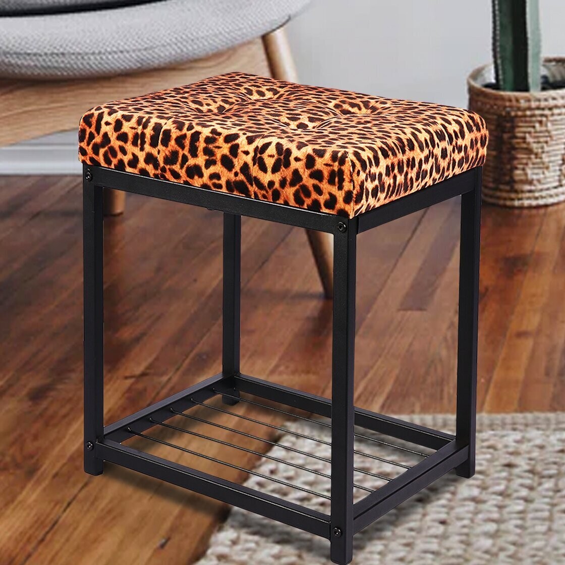 Open Frame Animal Print Vanity Stool