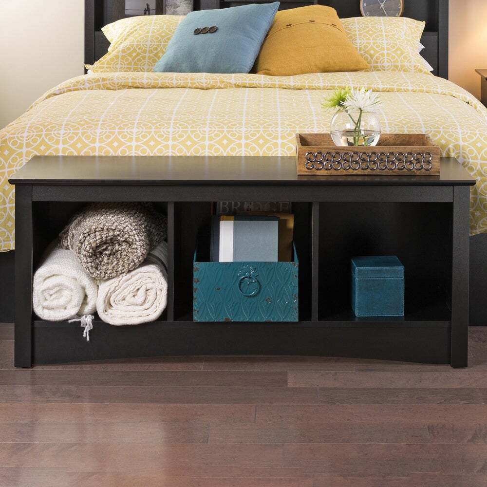 Open storage bedroom bench for king bed