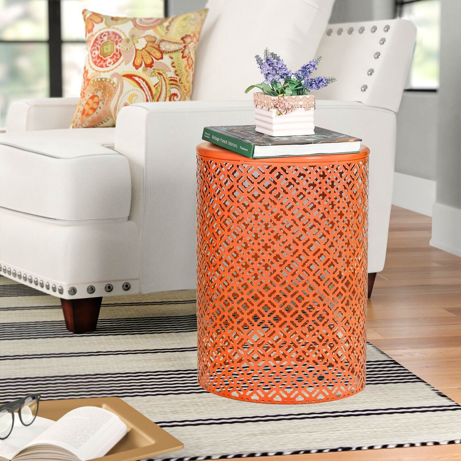 Orange Mesh Side Table