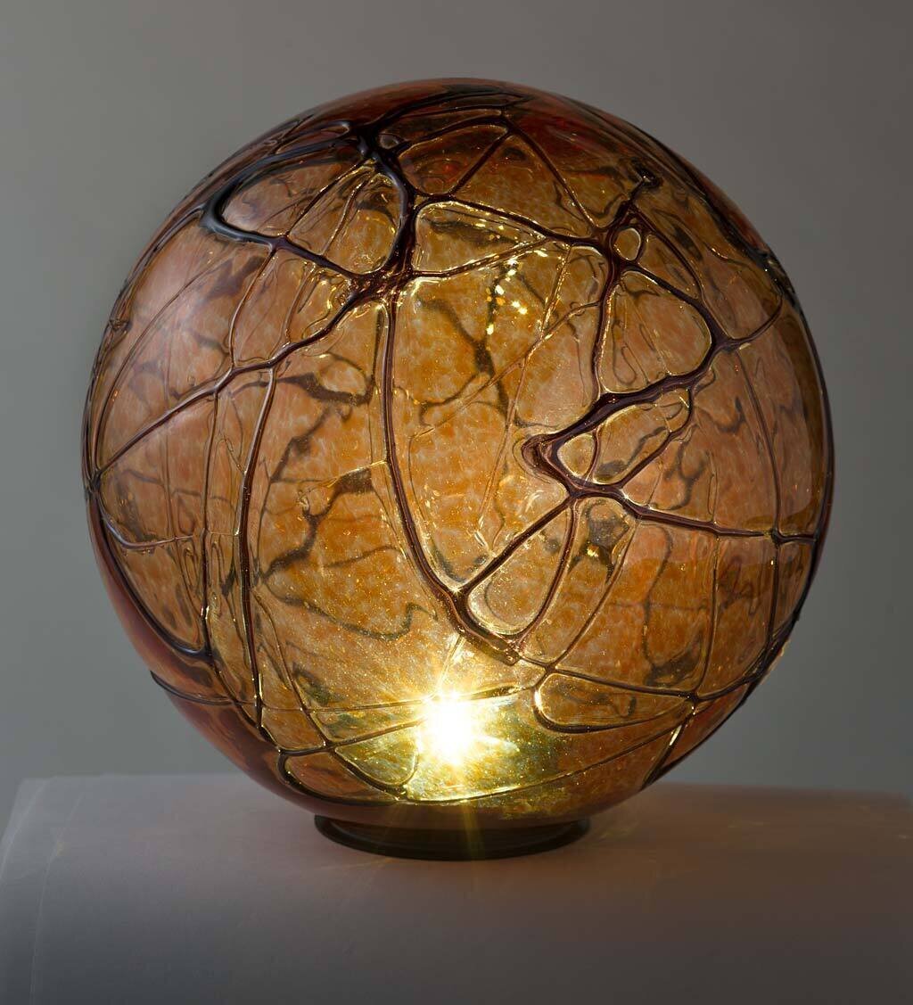 Orange Textured Glass Garden Globe 