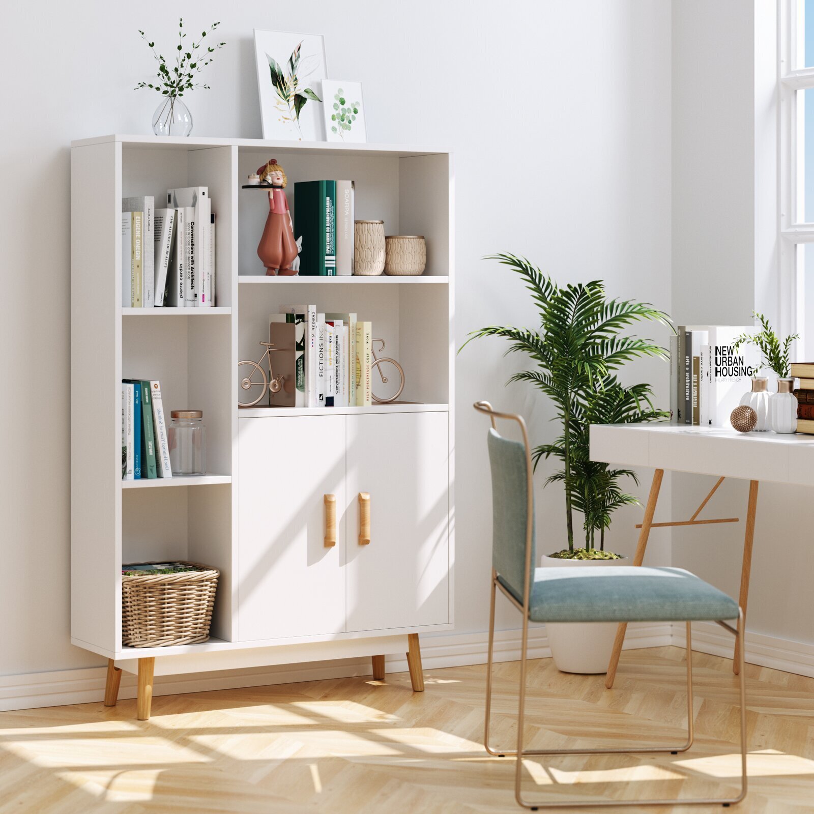 Organic solid oak bookshelf