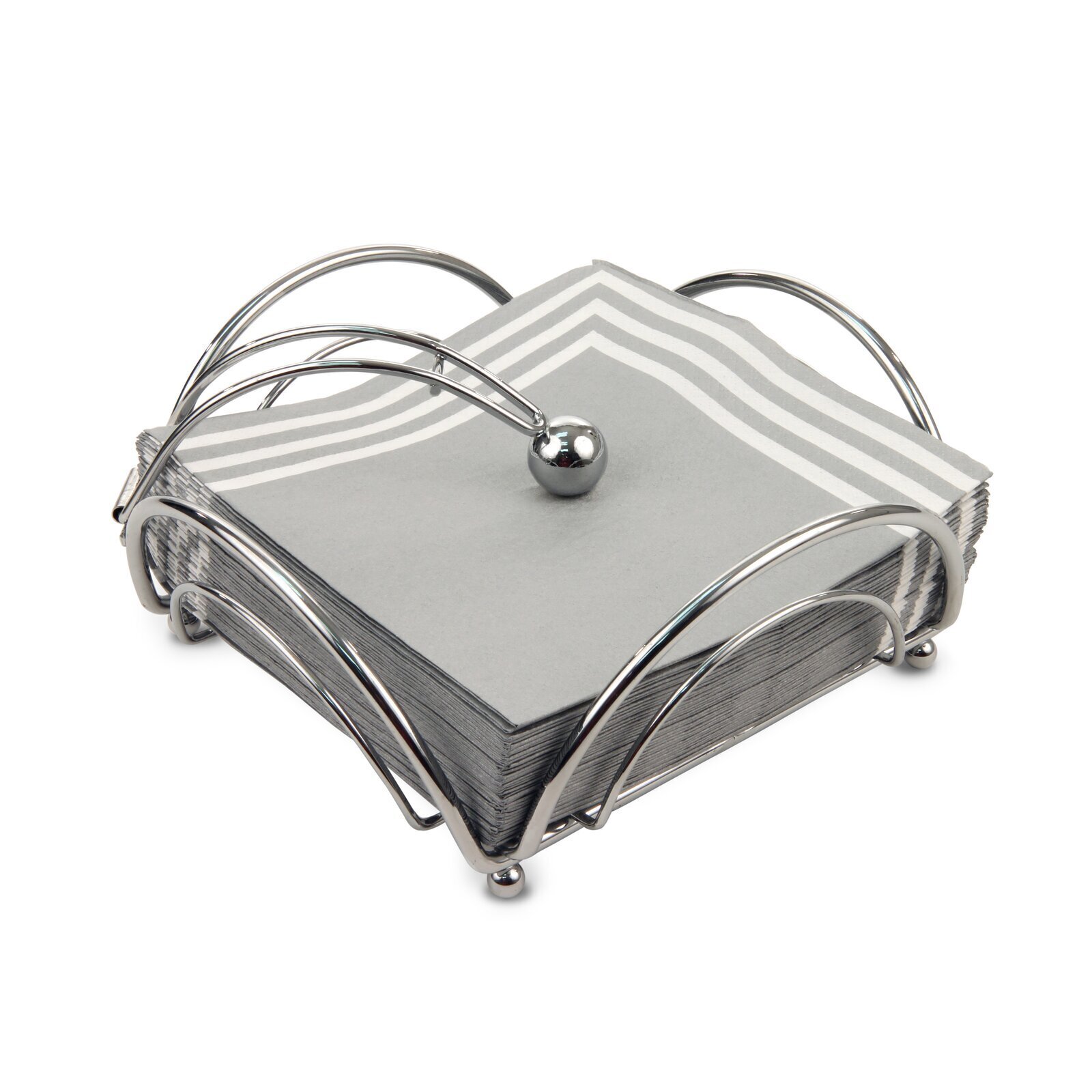 Ornate napkin holder with weighted arm