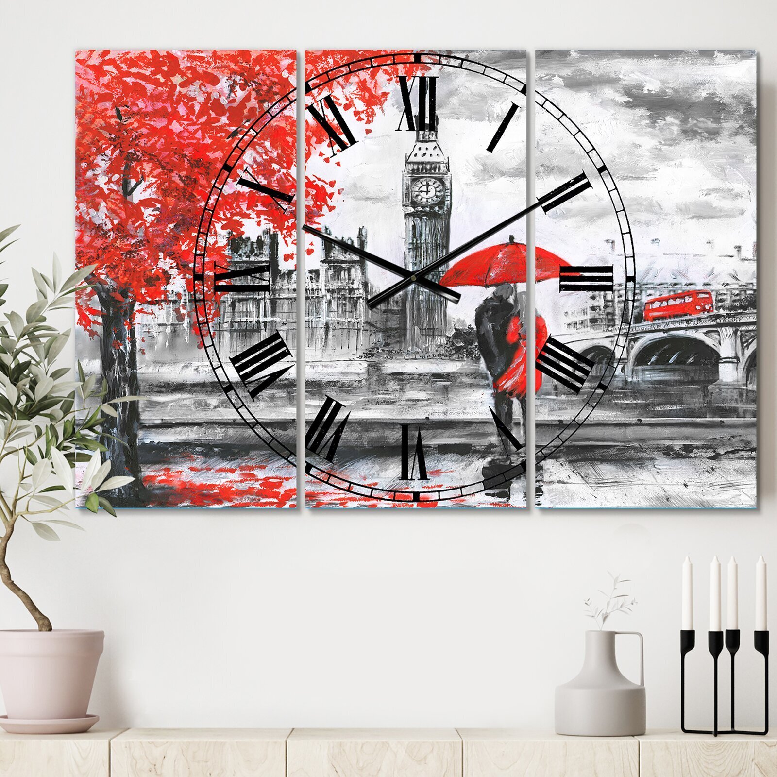 Oversized long wall clock