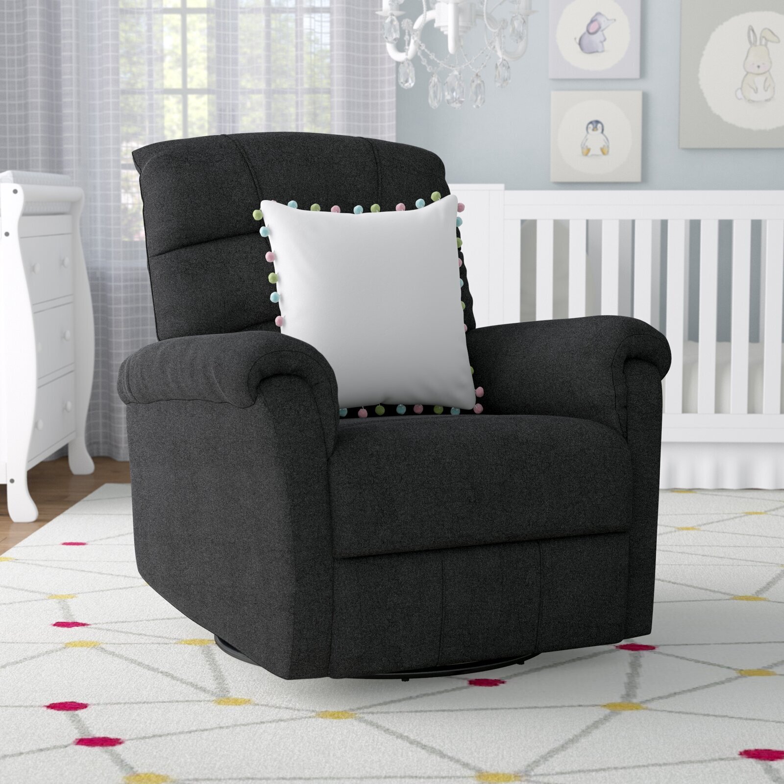 Paneled Swivel Rocking Chair