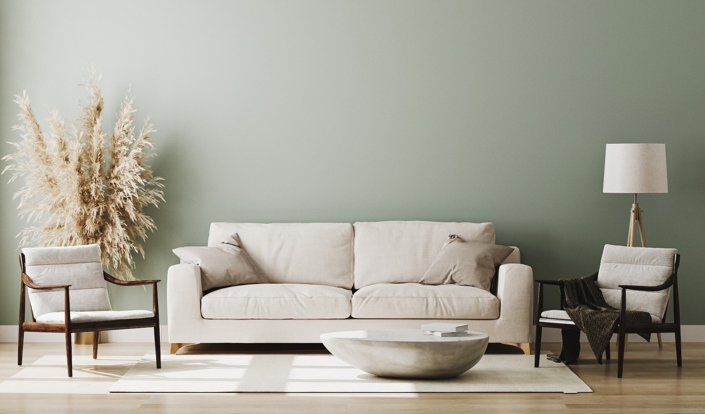 Pastel green room interior