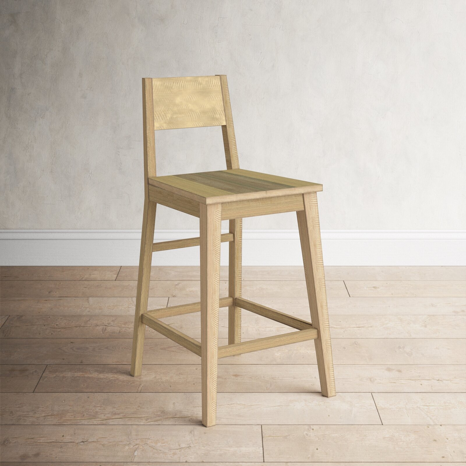 Pine Wood Farmhouse Bar Stools with Backs