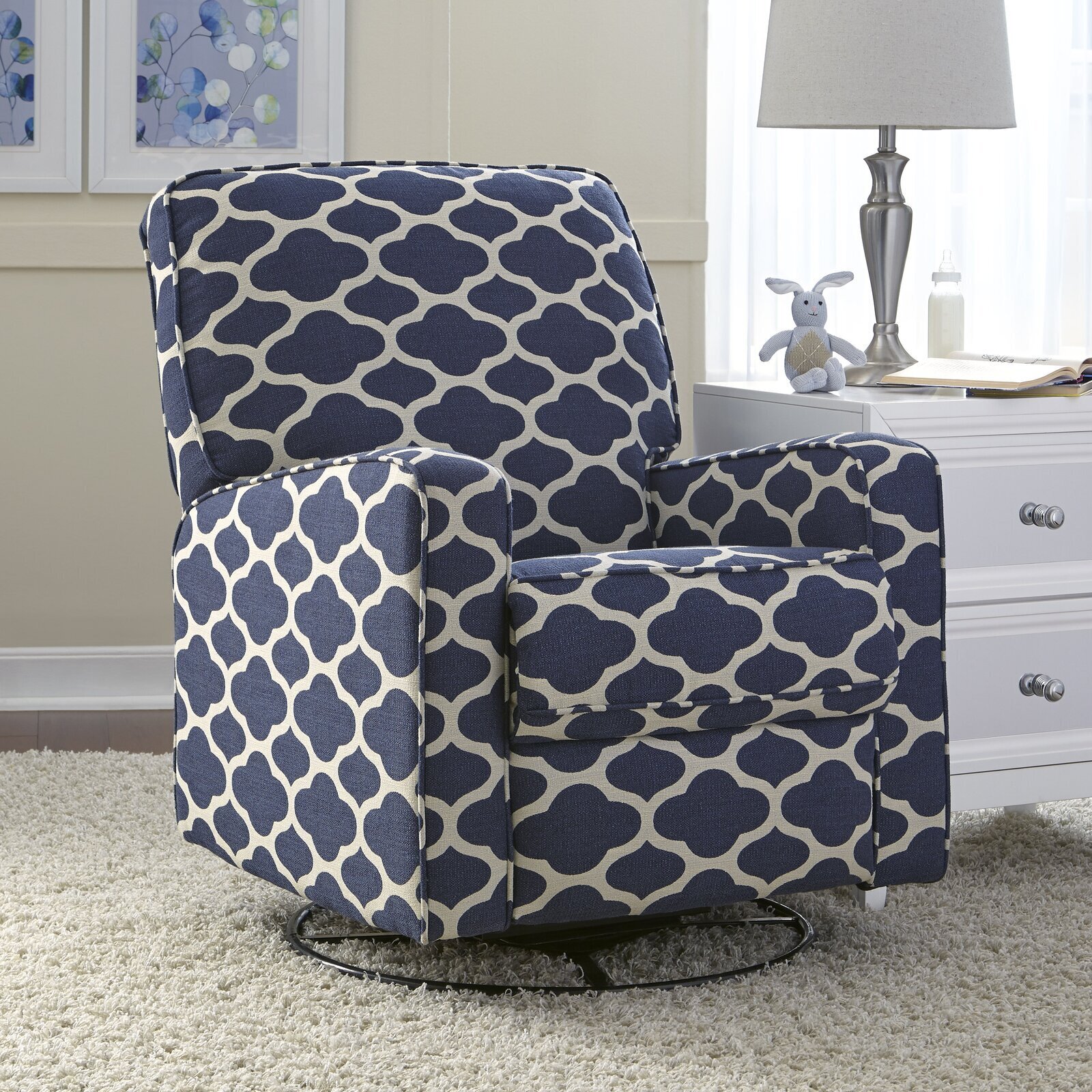 Printed Small Swivel Rocker Chair