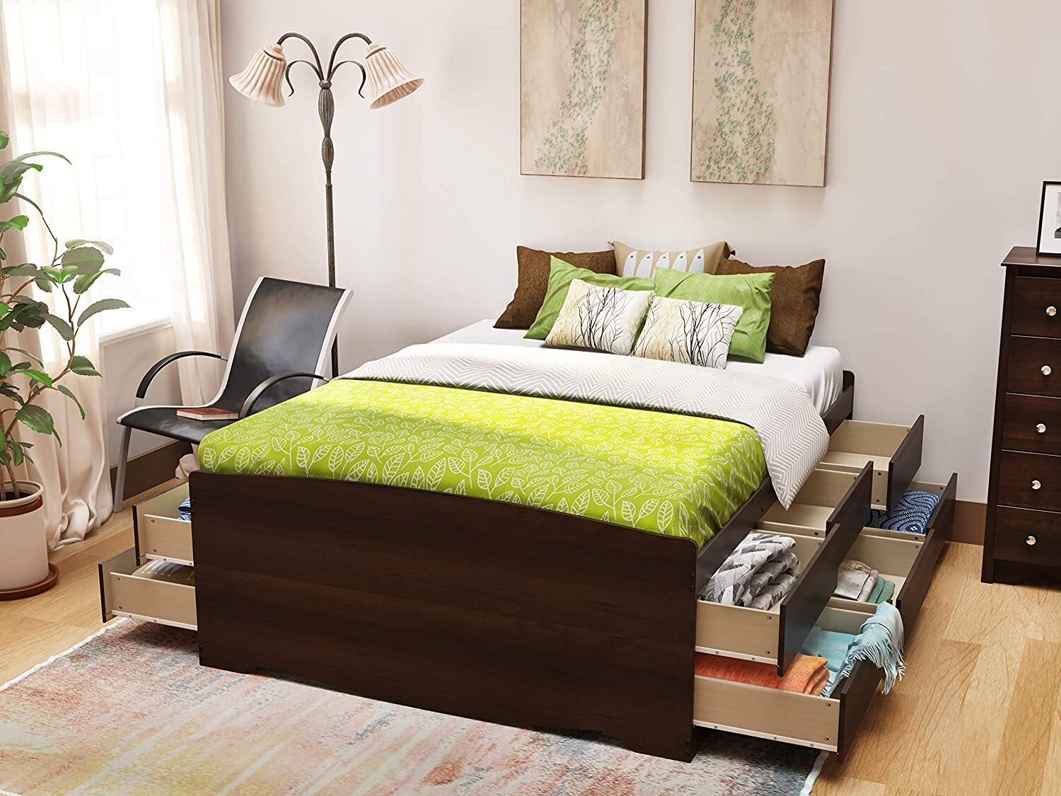 Queen size captain’s bed with 12 drawers 