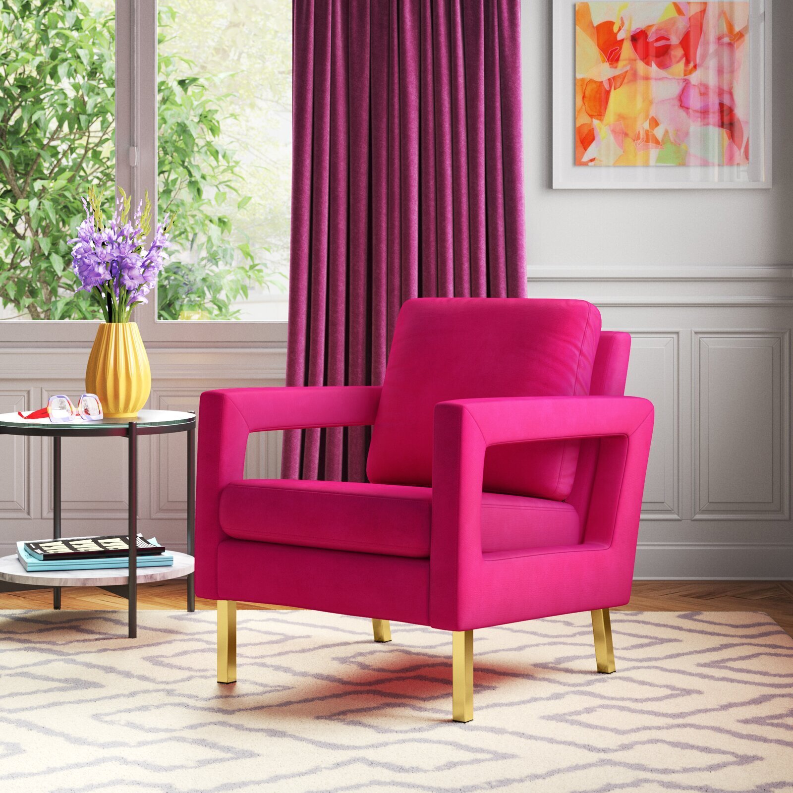 Quirky Armchair with Cut out Armrests