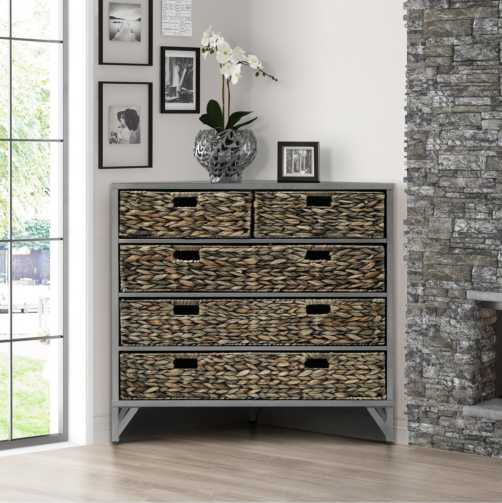 Rattan Corner Storage Cabinet