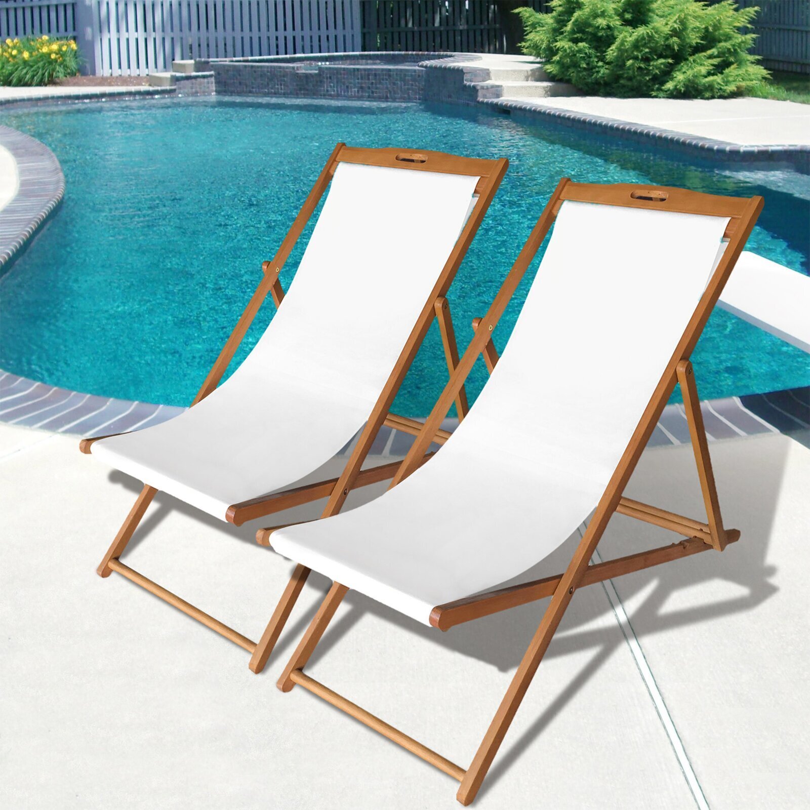 Reclining Vintage Wooden Beach Chair