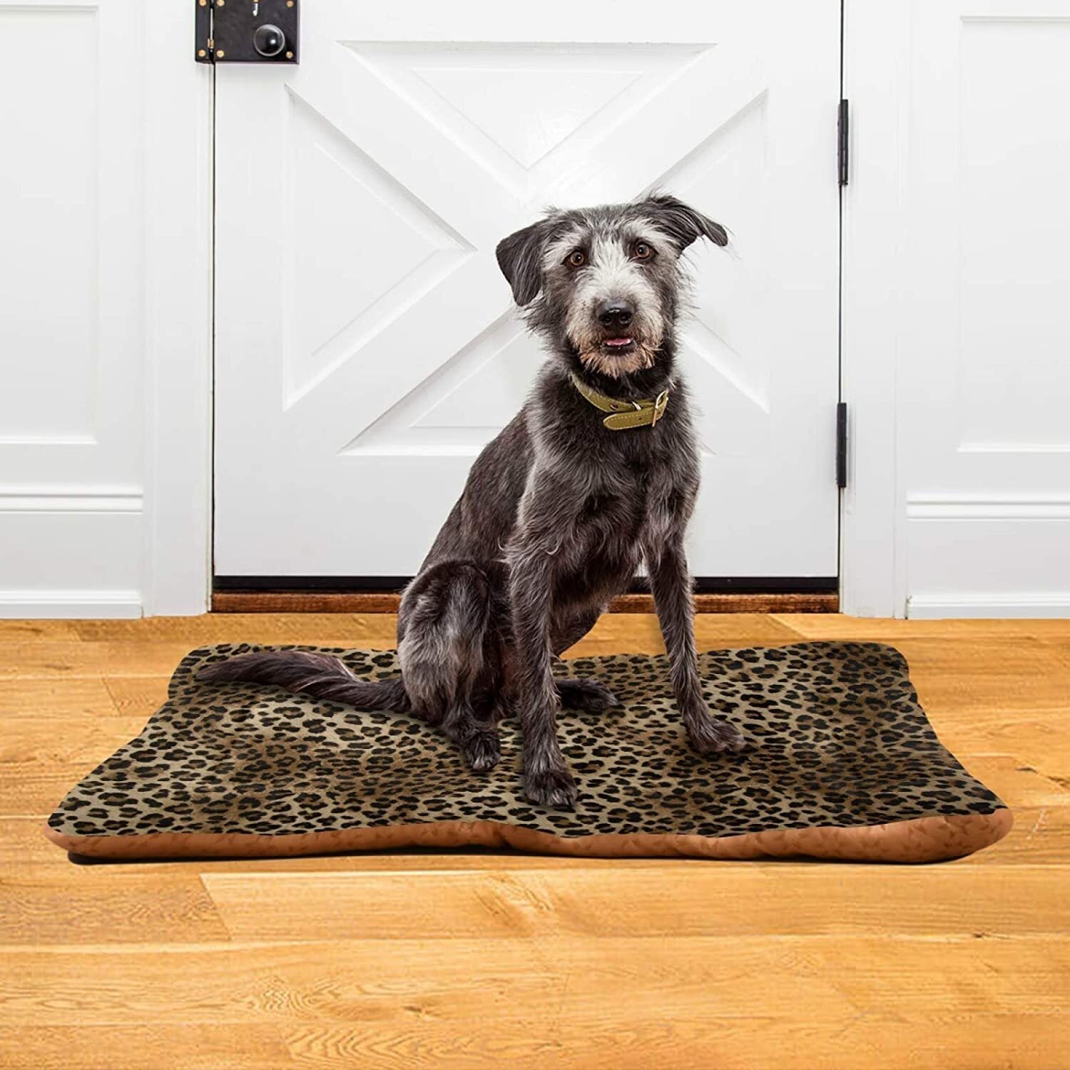Rectangle Leopard Print Dog Bed 
