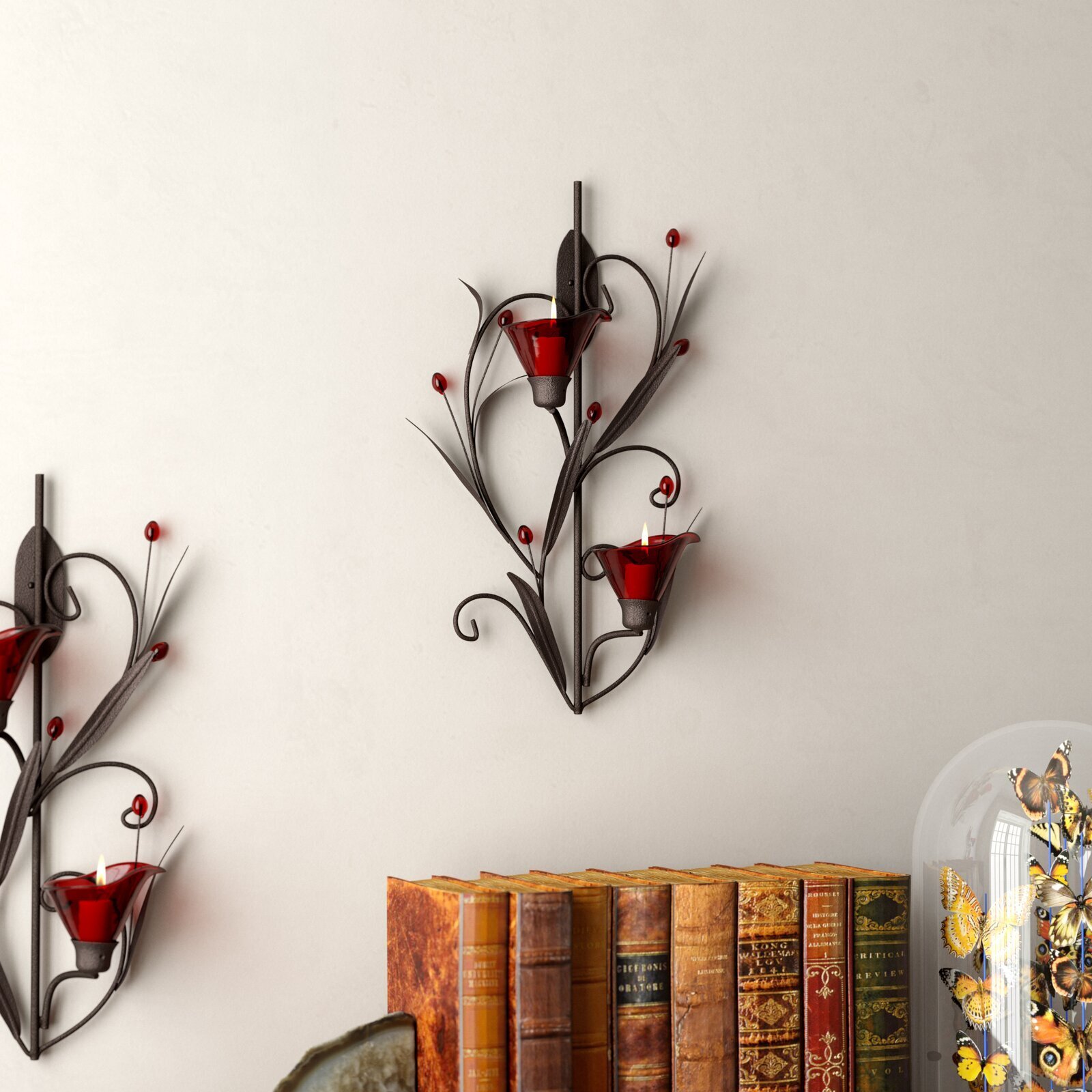Red Lily Iron Wall Sconce 