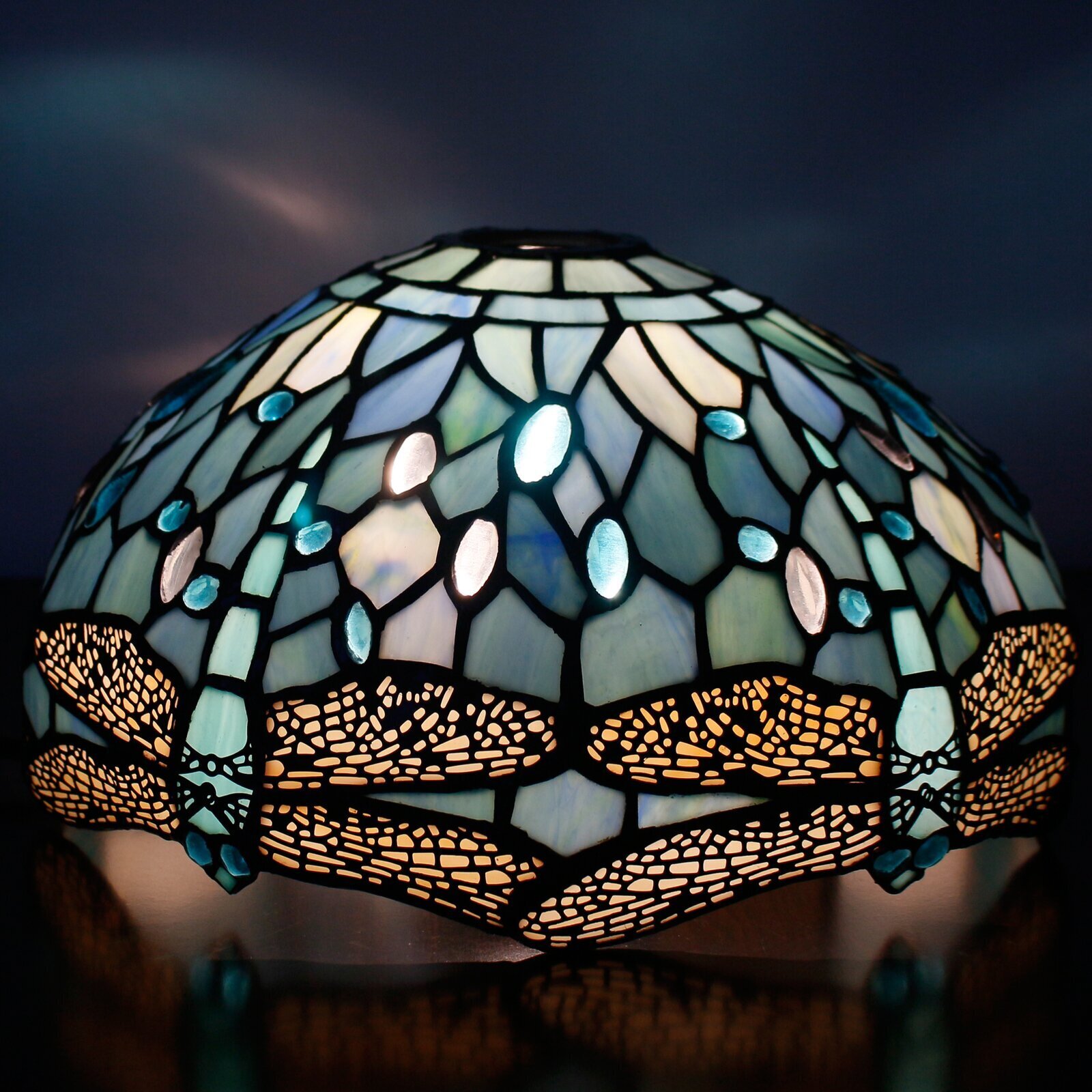 Replacement Lamp Shade With Colored Glass 