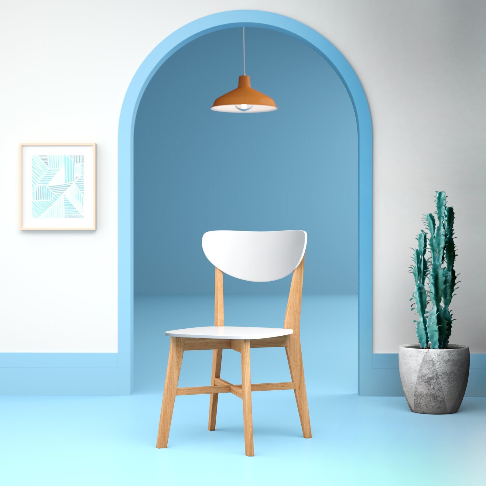 Retro Two Tone Solid Wood Dining Chair