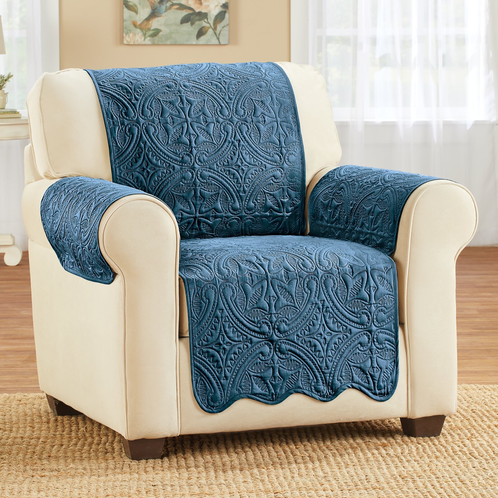 Reversible Blue Patterned Slipcover 