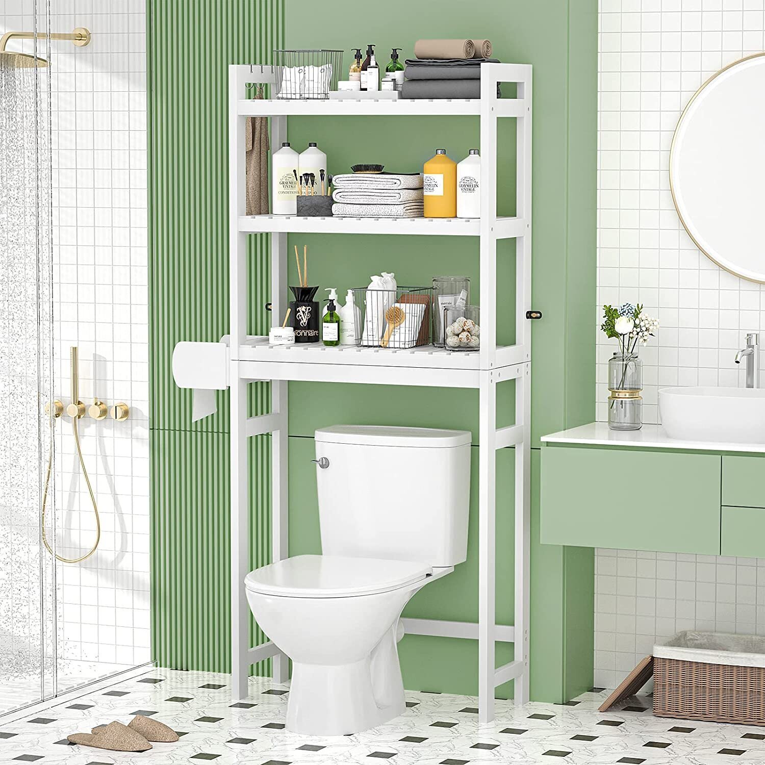 Reversible Toilet Paper Holder/Over the Toilet Storage