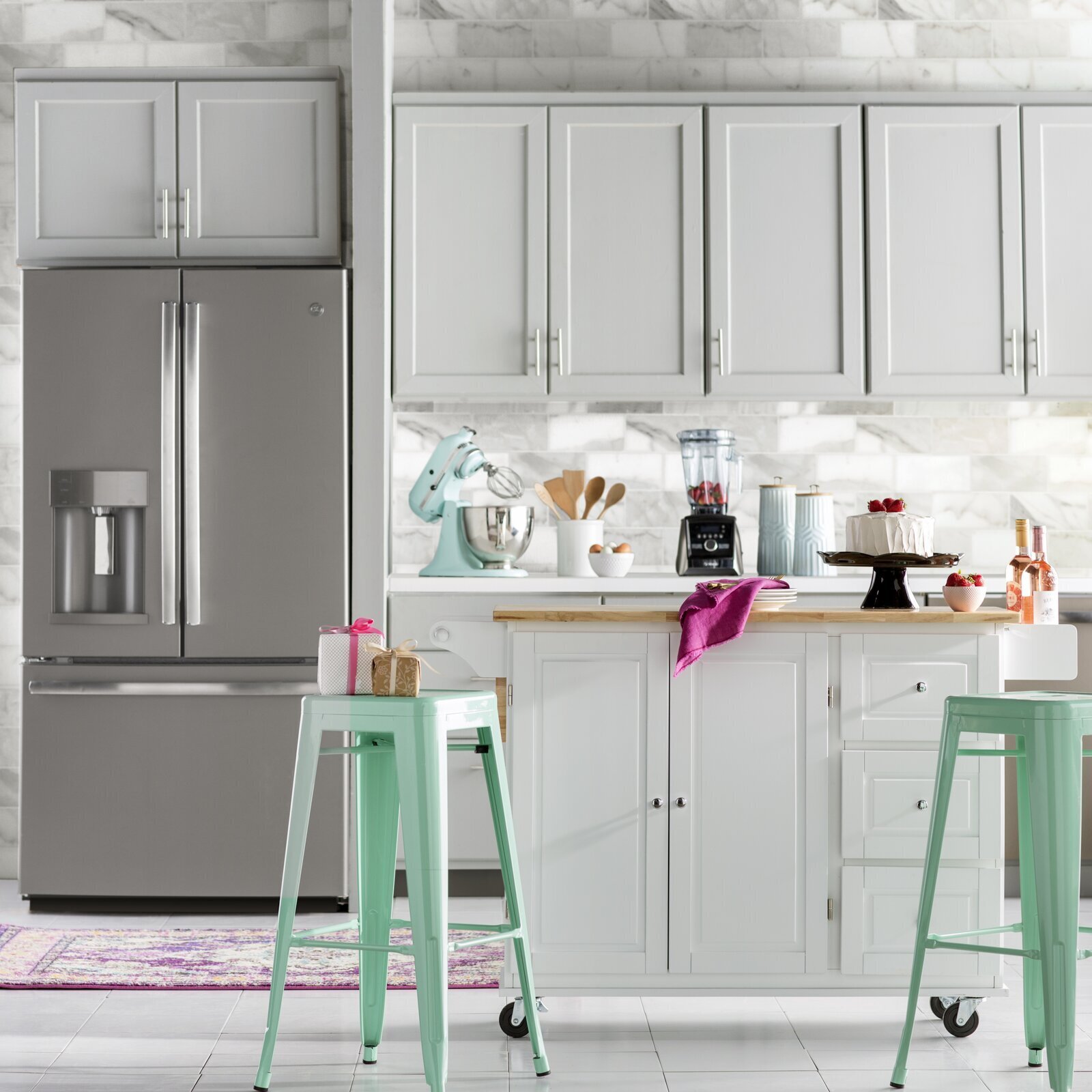 Rolling Kitchen Island with Table