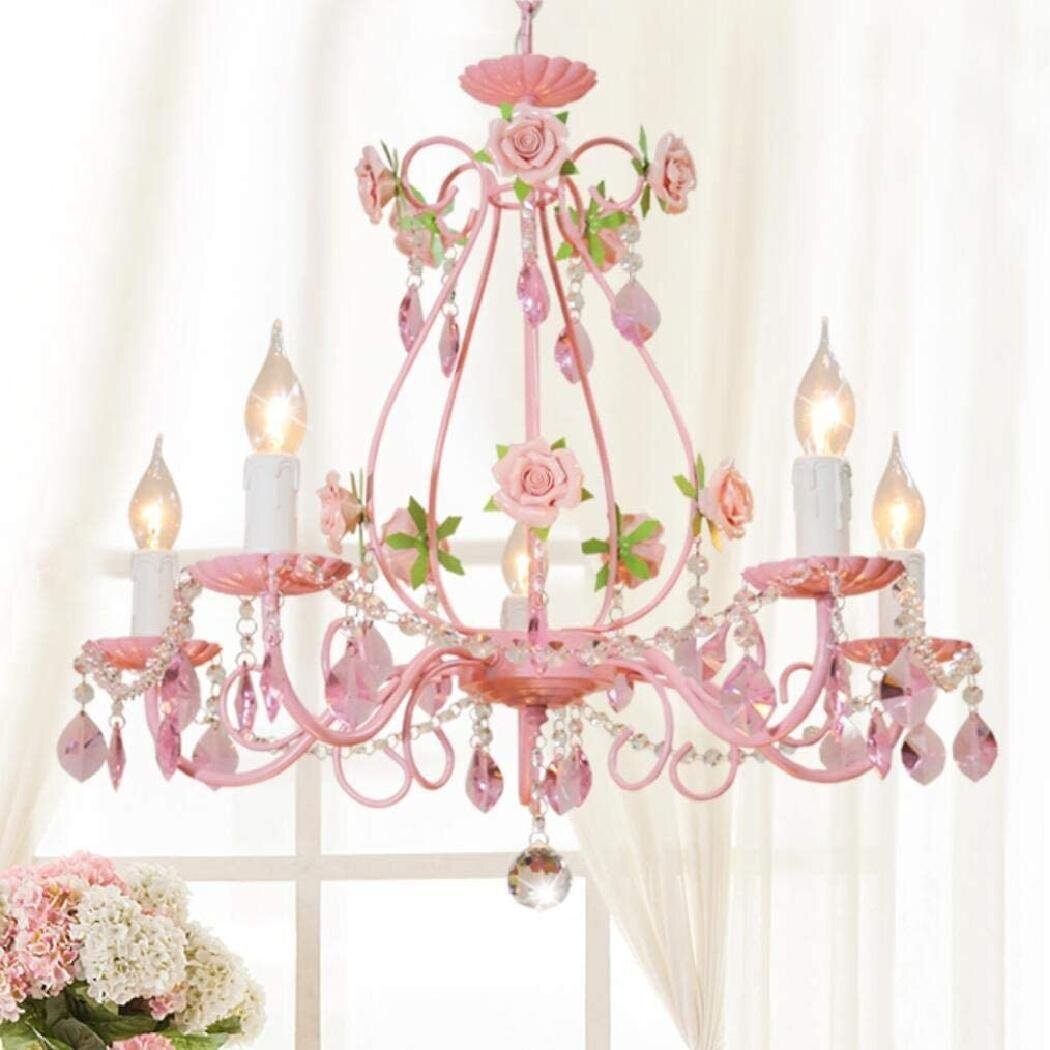Rose Pattern Chandelier for Little Girl Room