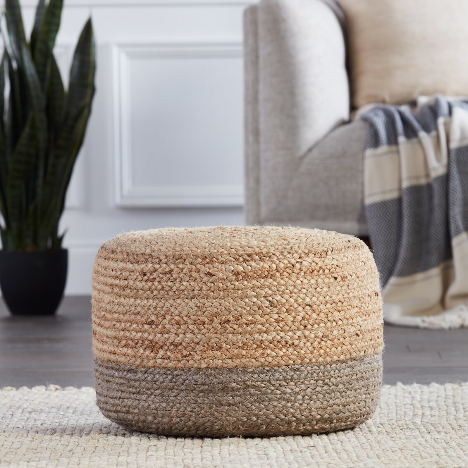 Round Artisan Ottoman Pouf