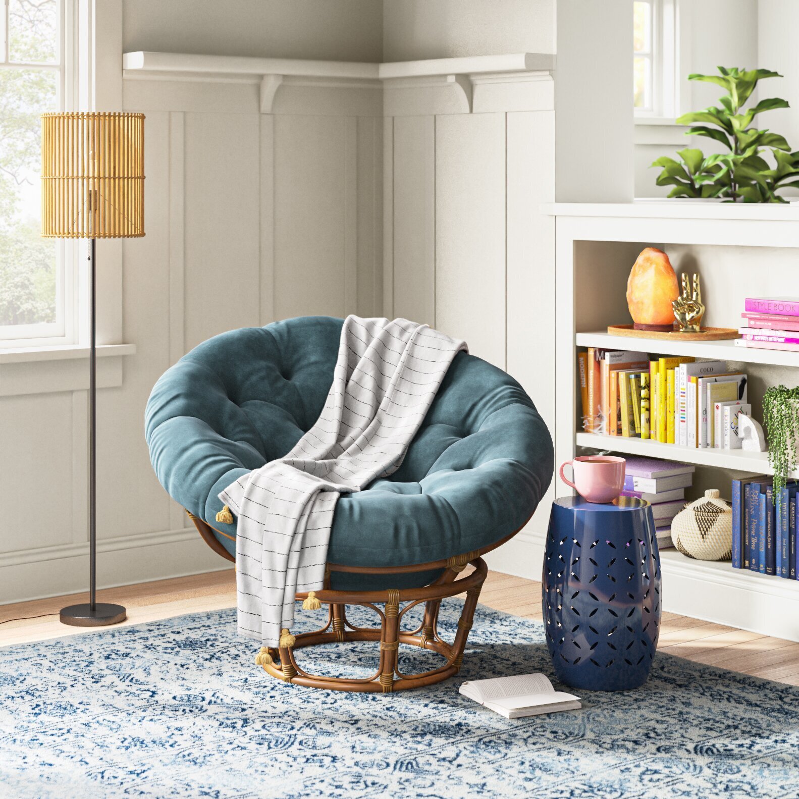 Round Padded Wicker Chair