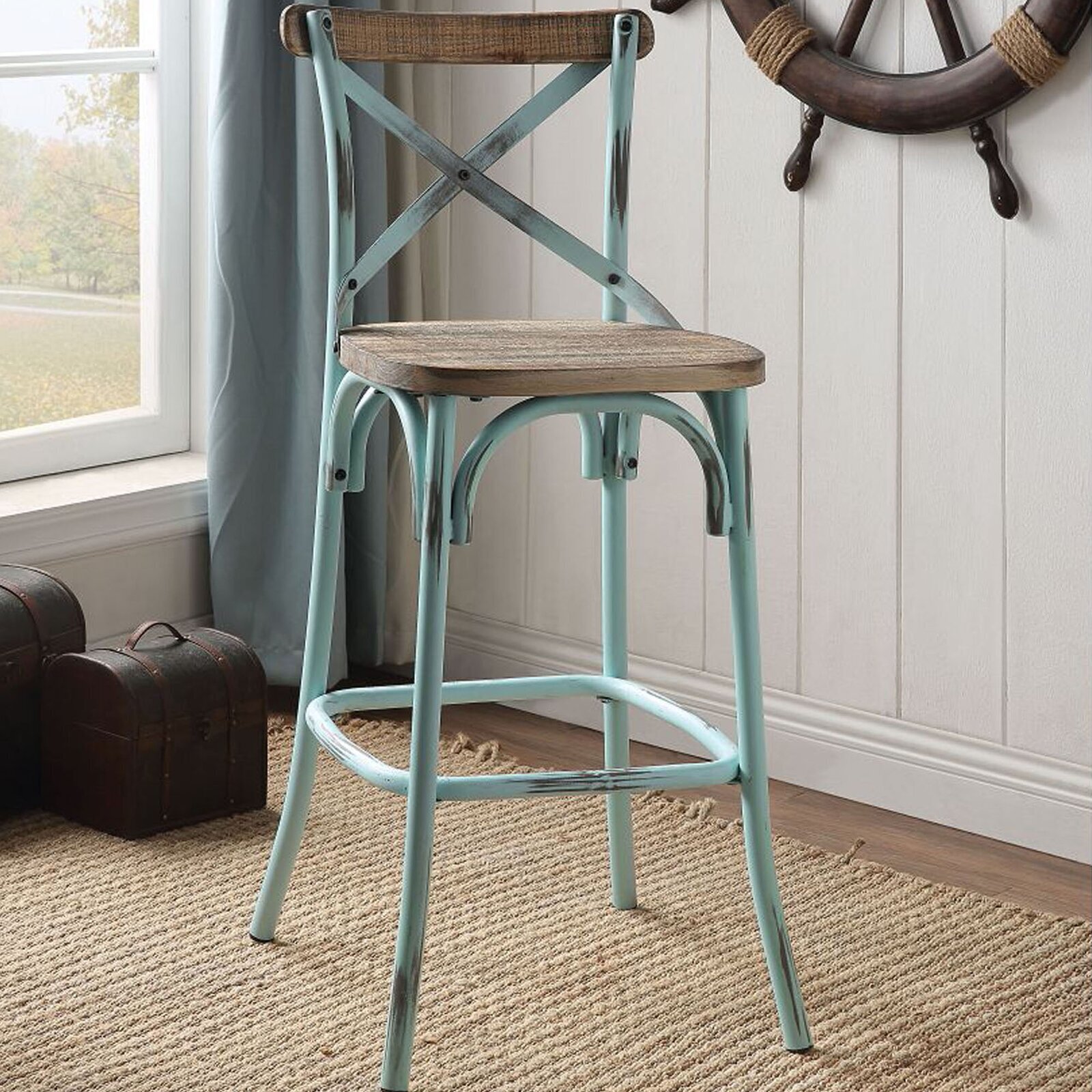 Round Seat Farmhouse Bar Stool