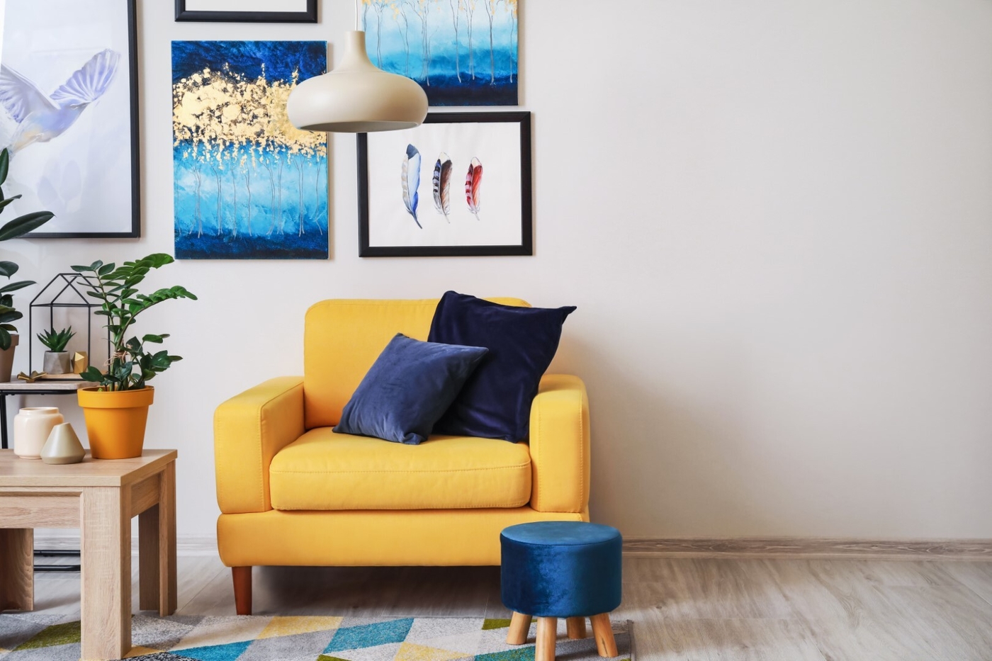 Royal Blue and Yellow Room Design