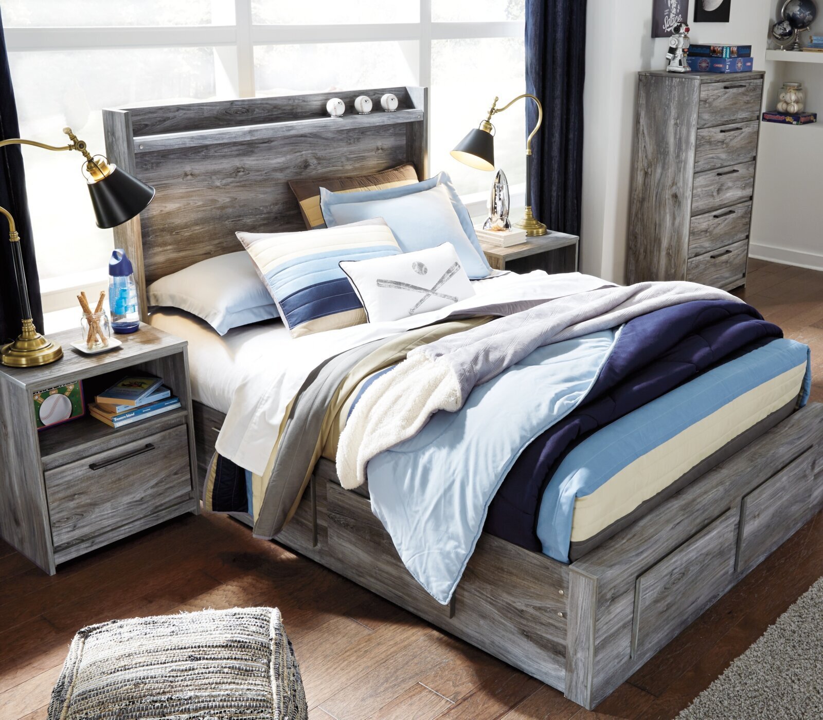 Rustic Bed with Lights