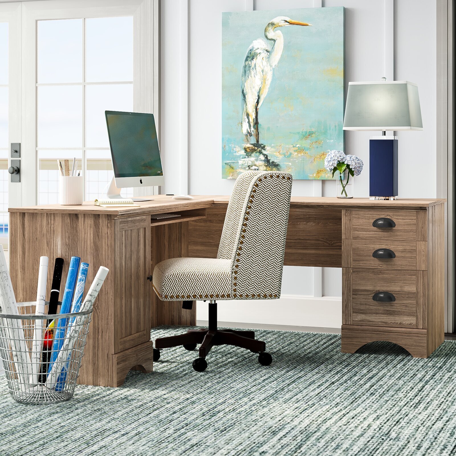 Rustic Corner Secretary Desk