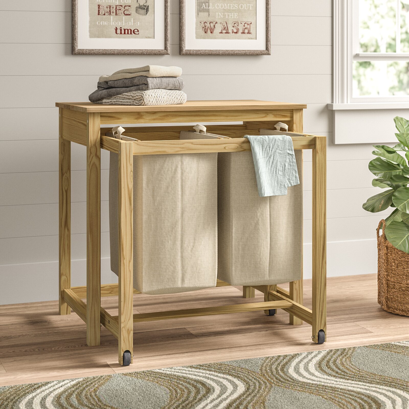 Rustic Hamper with Shelf Above 