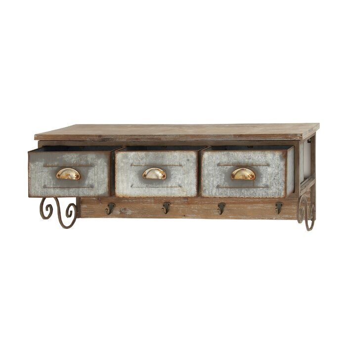 Rustic Kitchen Floating Shelf Drawers