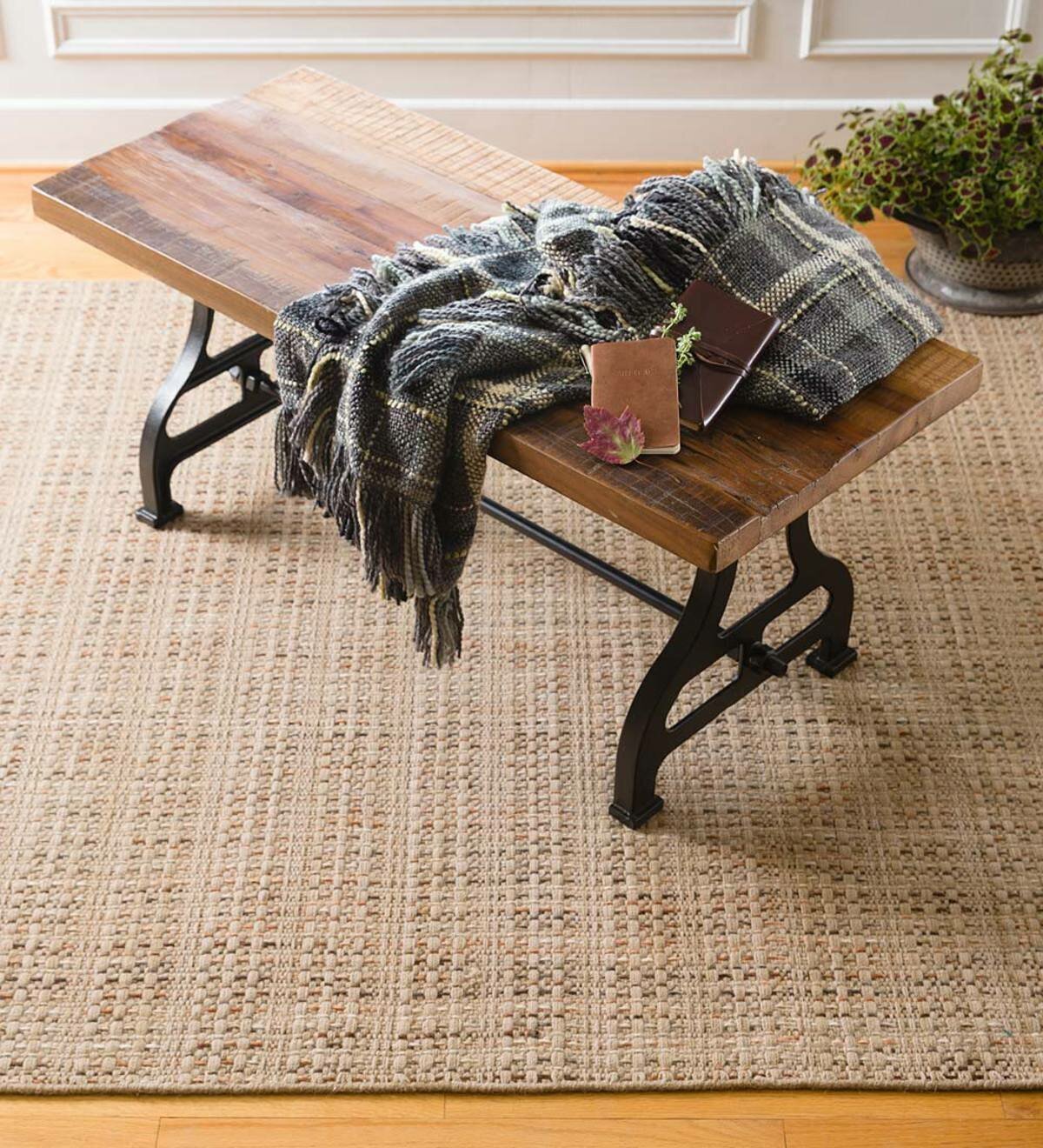 Rustic Meets Industrial: Wood and Iron Outdoor Bench 