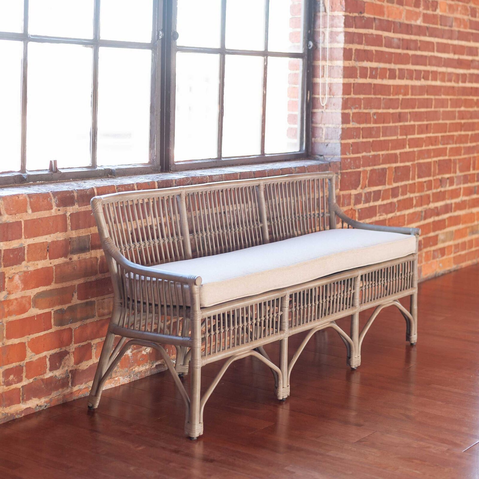 Rustic Rattan Bench