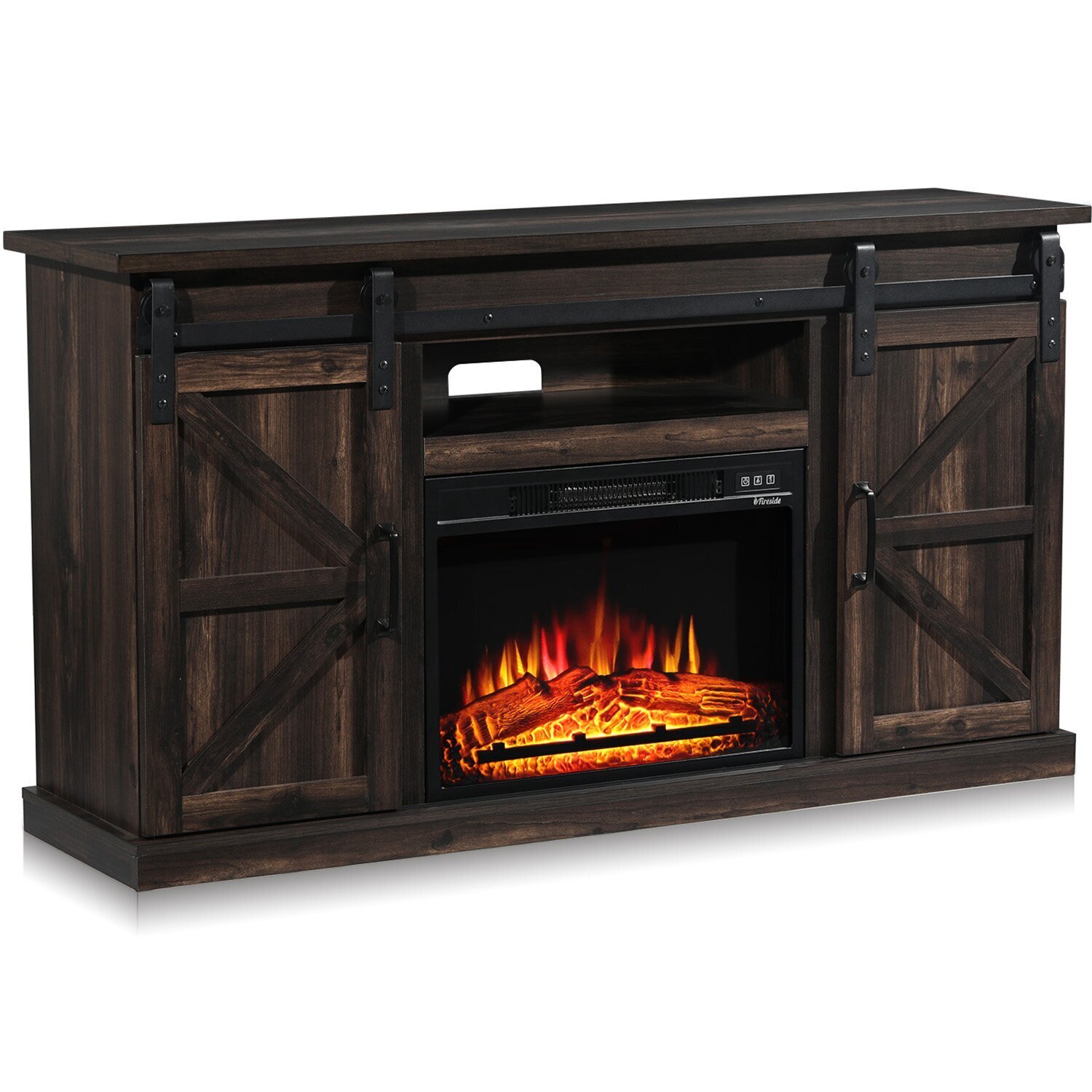 Rustic TV Stand With Covered Fireplace