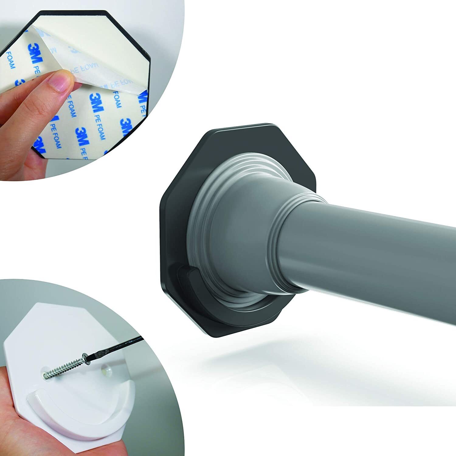 Screw and Adhesive Shower Curtain Rod Holders 