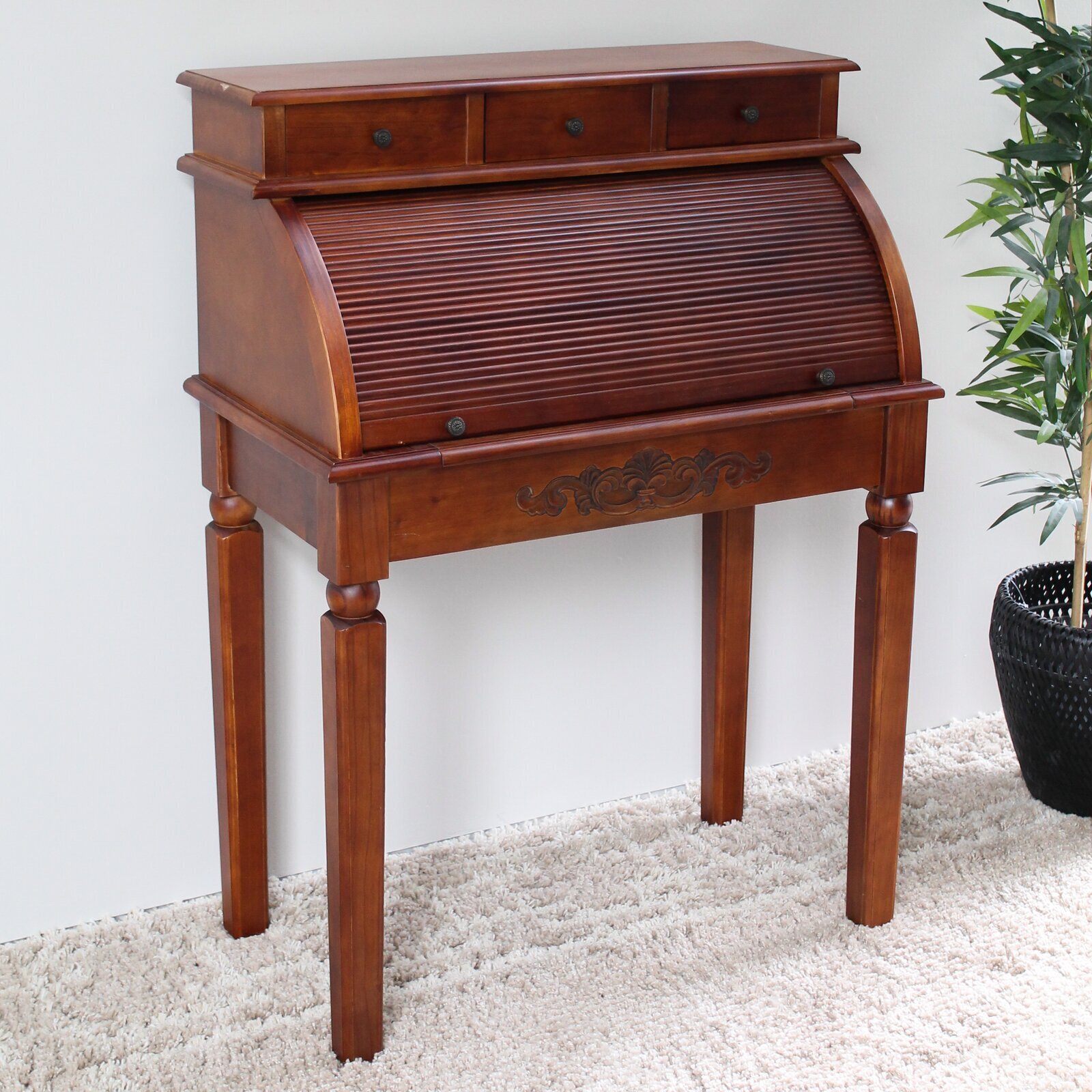 Secretary Cabinet Desk with Roll Top